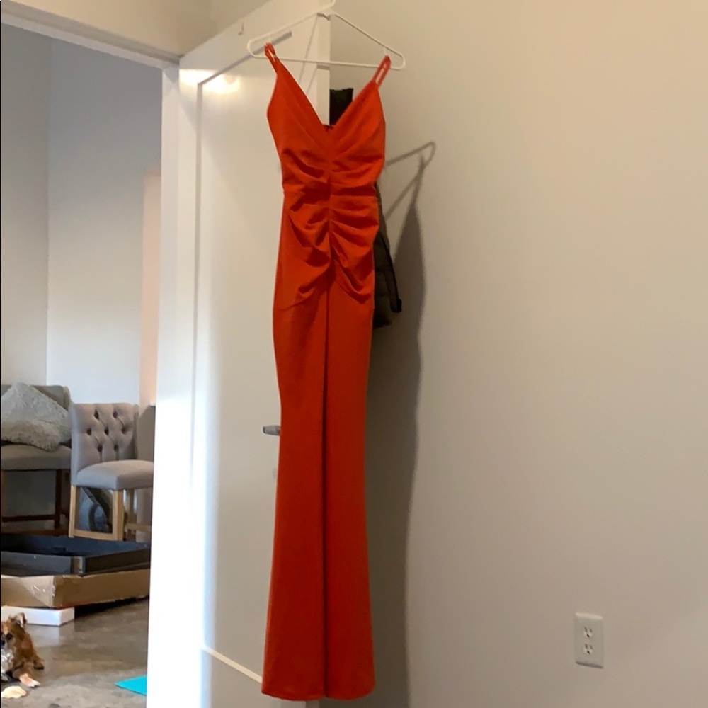 Windsor long ruched front mermaid dress